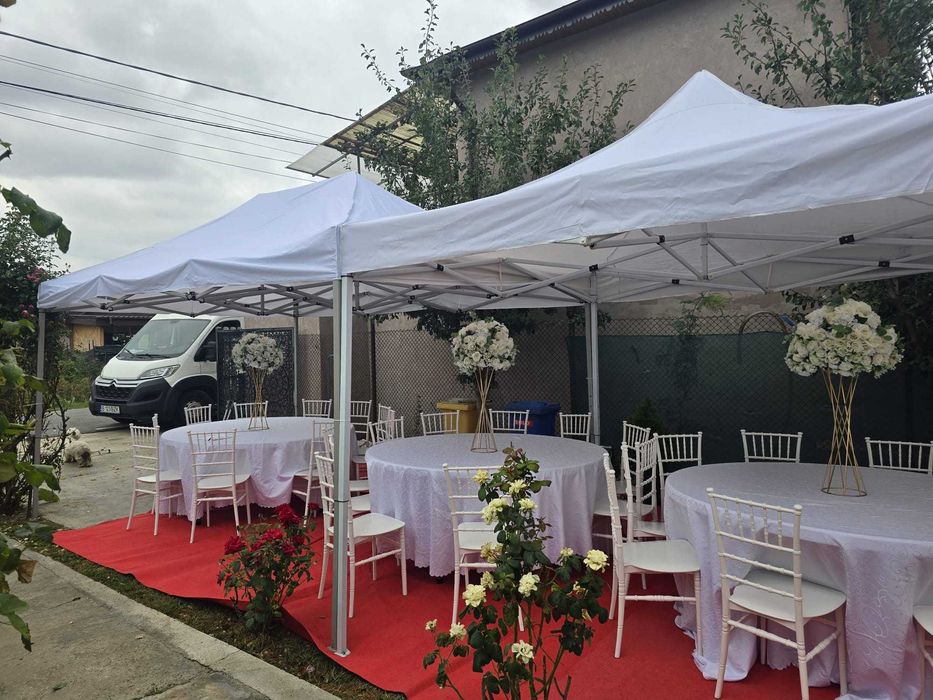 | Corturi, mese, scaune, veselă, pahare