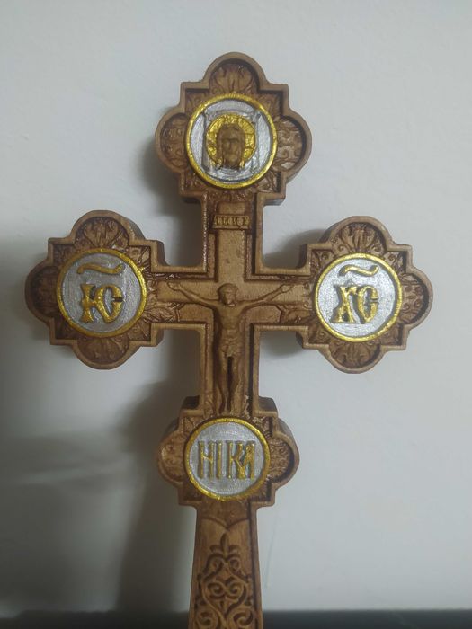 Cruce binecuvantareb 25 cm sculptata in lemn de fag