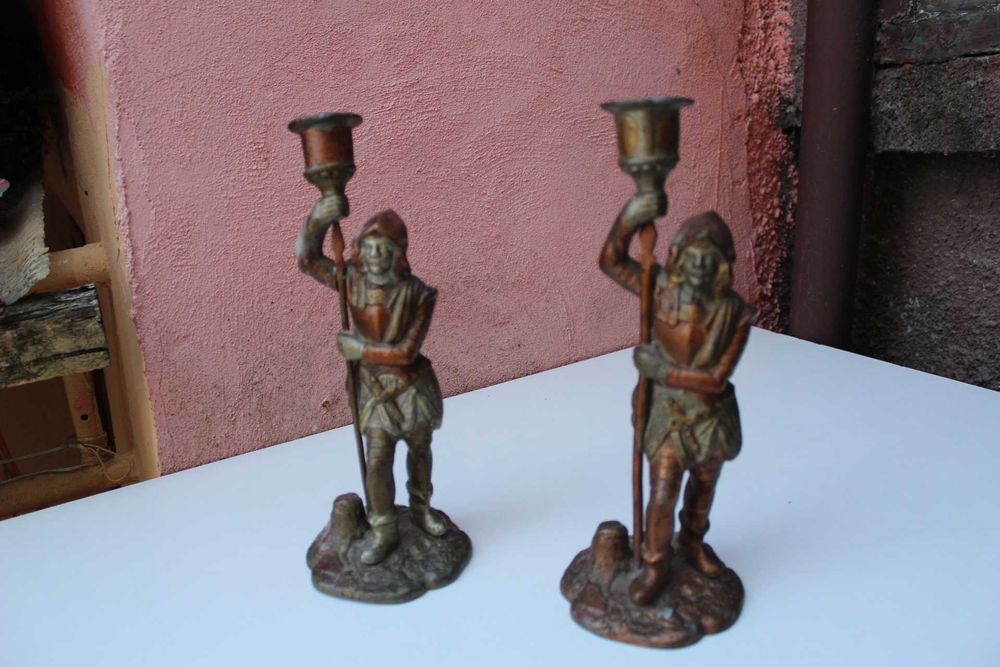 Set 2 sfestnice metal SOLDATI Halebardieri suport lumanare