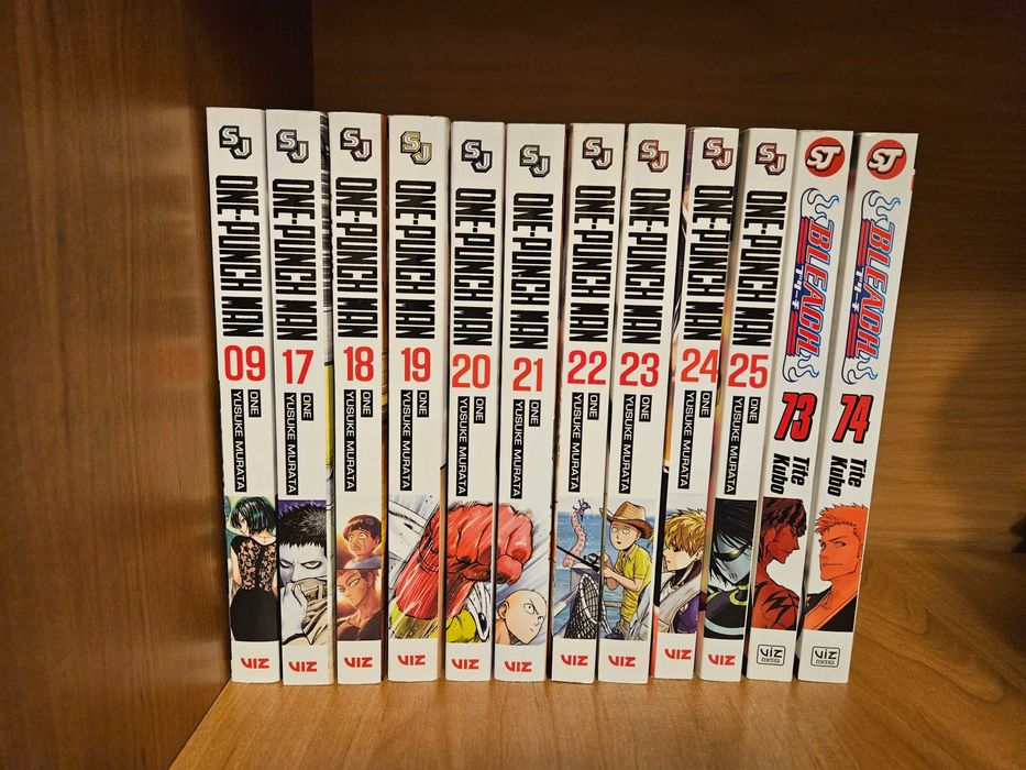 Manga one punch man, attack on titan, bleach, jojo's, hunter x hunter