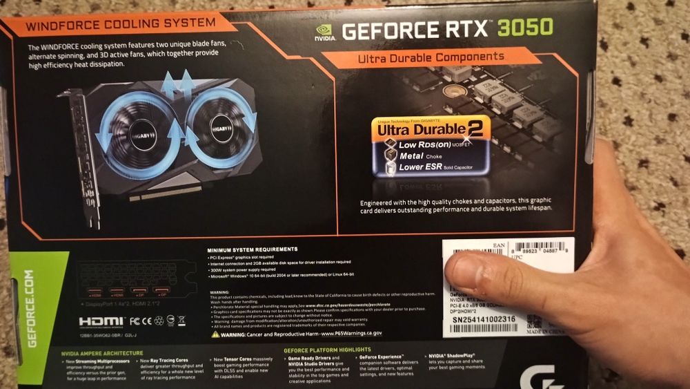 Placa video Nvidia GeForce RTX 3050 6gb GIGABYTE