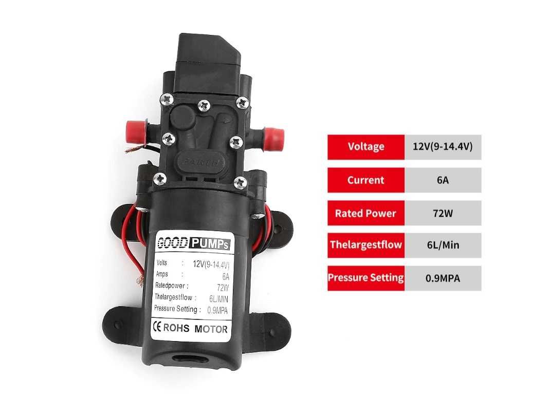 Автоматична диафрагмена помпа 12v 130psi 6литра / мин - хидрофор 12v гр ...