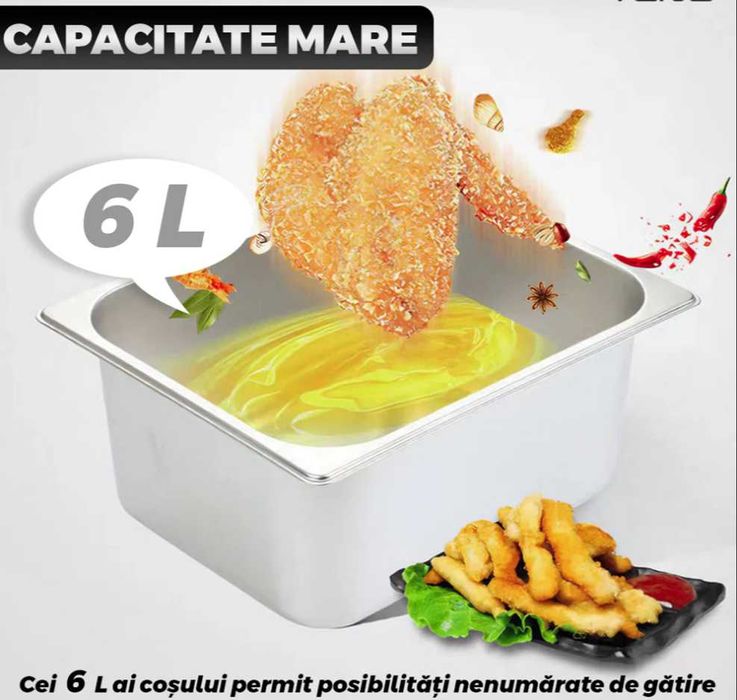 Friteuza electrică inox de 6 litri 2500W