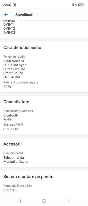 Televizor LG cu diagonala de 198 cm