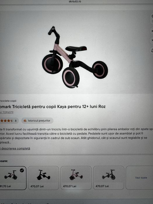 Topmark Tricicletă pentru copii Kaya pentru 12+ luni Roz