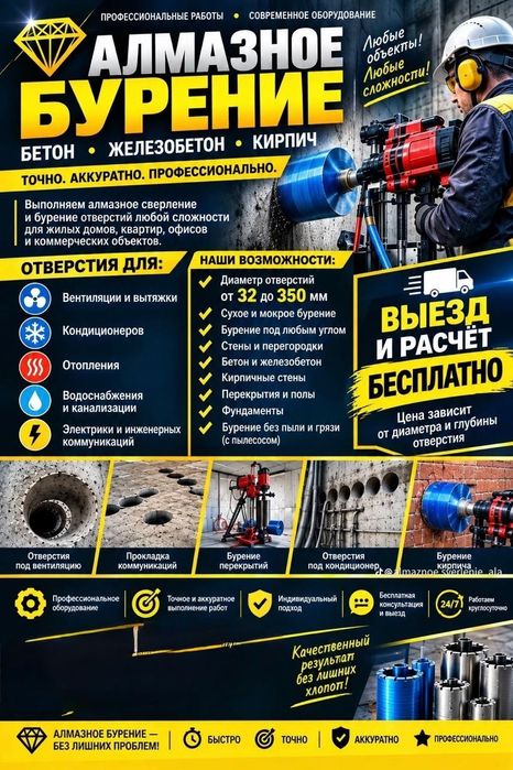 Алмазное сверление бурение отверстие кирпичи моналиты Астана