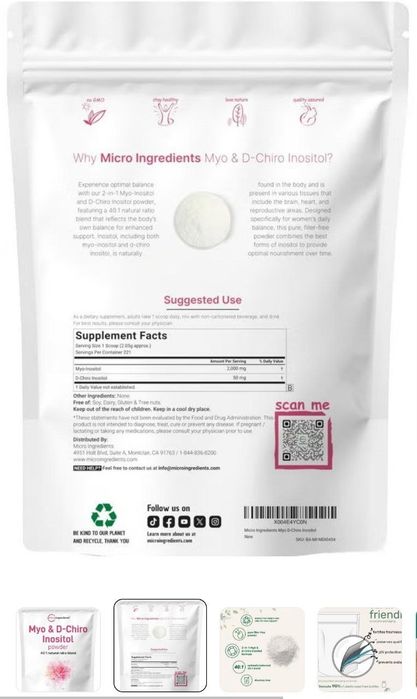 Inositol Myo d chiro,454 g,kukunli,мио Д Чиро Инозитол,40,1 nisbat