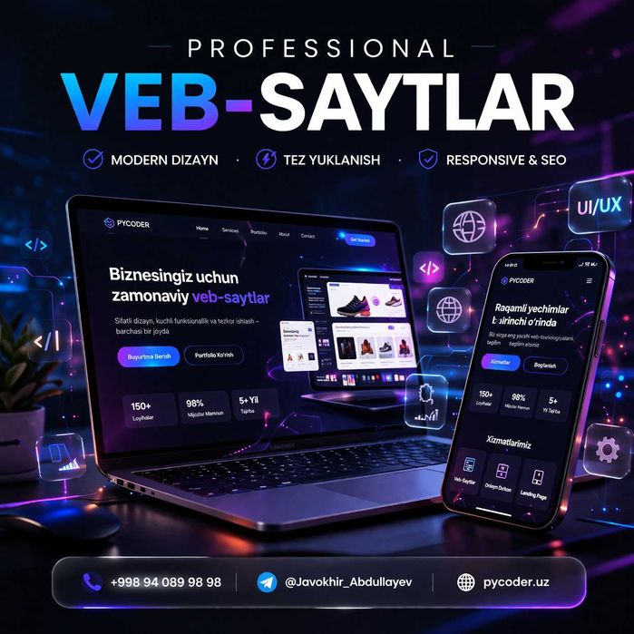 Veb-sayt va Internet Do'kon Yaratish | Landing Page, Sayt tuzish