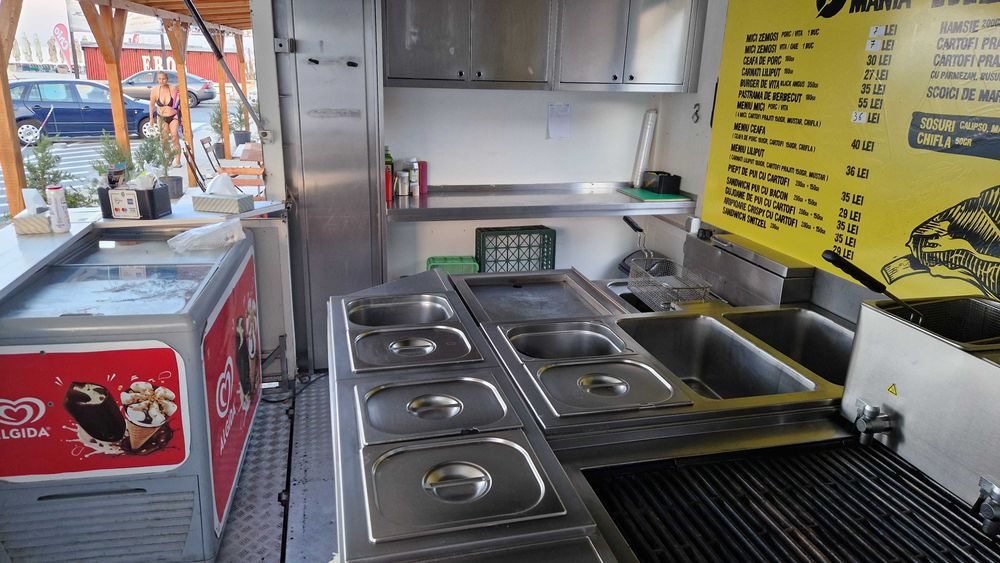 Vand Container FAST-FOOD 5×2.40 m + Extensie 1 m – FULL ECHIPAT