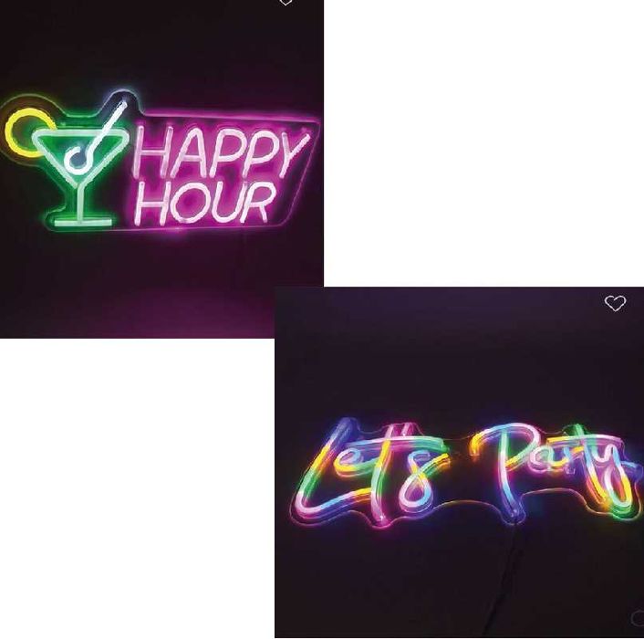 Светещ панел Mercado Trade, LED неонов "Happy Hour" и "Let's Party"