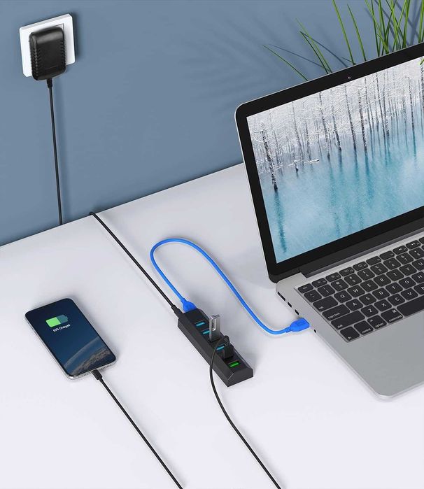 Vansuny USB 3.0 хъб с 6 порта и захранване 24W