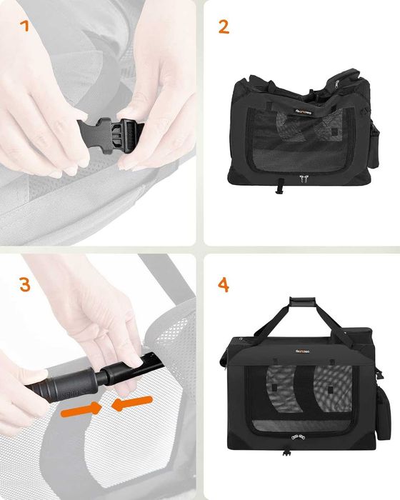 Feandrea Geantă de transport animale ,pliabil ,70x52x52 cm, neagră