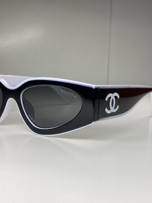 Ochelari de soare Chanel Cat Eye | alb-negru | accesorii incluse