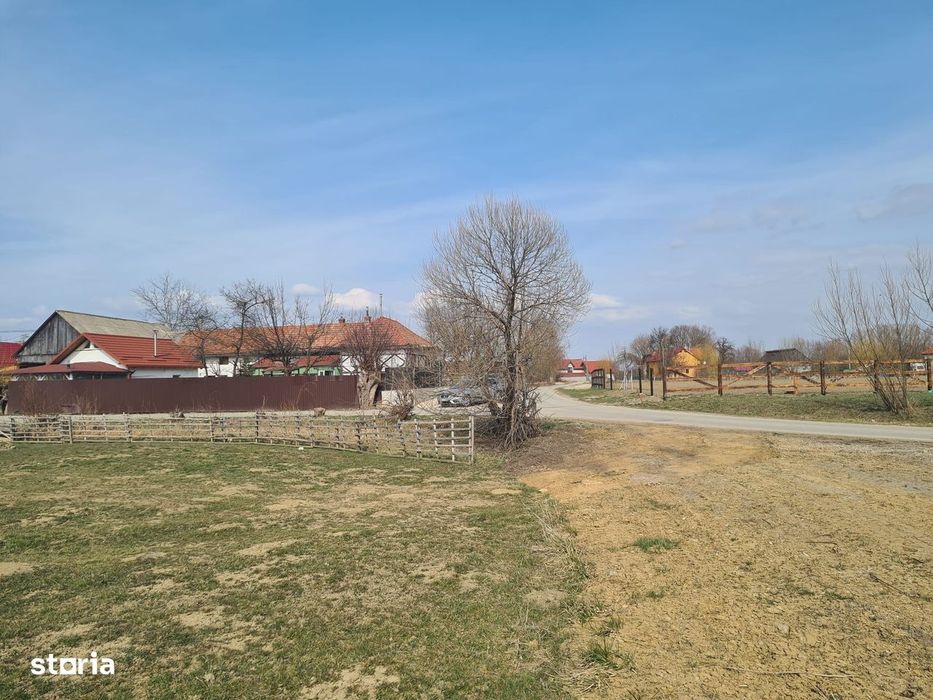 Teren intravilan intre case la asfalt.