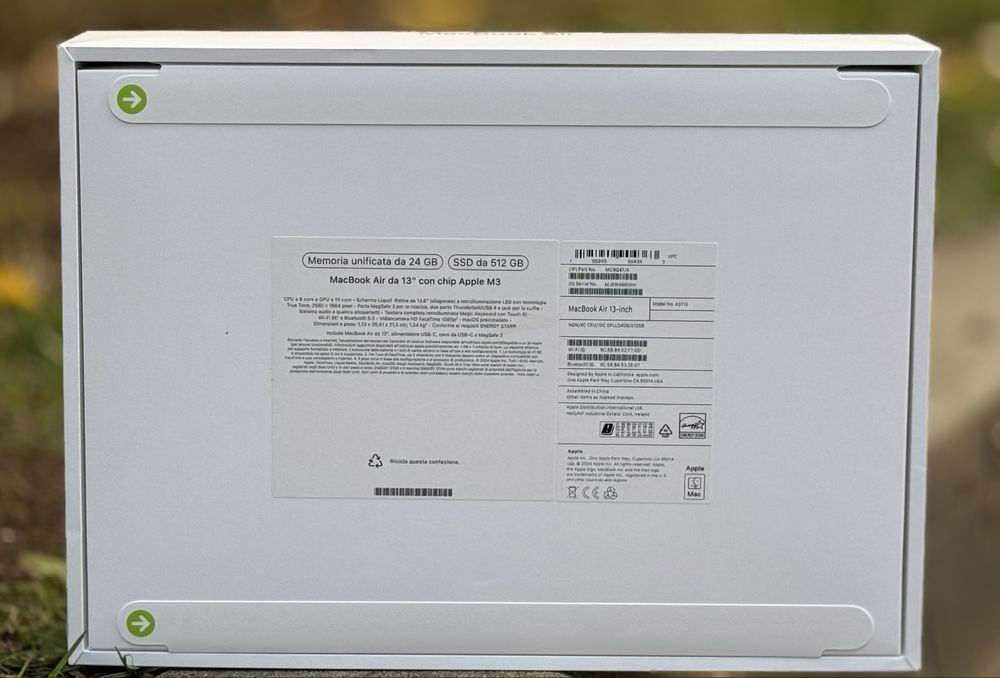 НОВ!!!Apple MacBook Air 13", Apple M3, 24GB RAM, 512GB SSD,Midnight