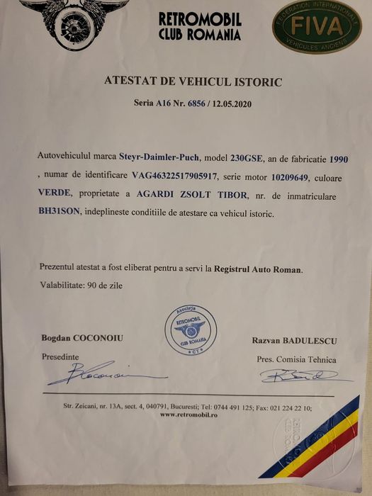 Vand mercedes g 230ge vehichul atestat istoric