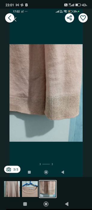 Bluză nouă roz cu inserții aurii, mărimea M. Transport 5 lei