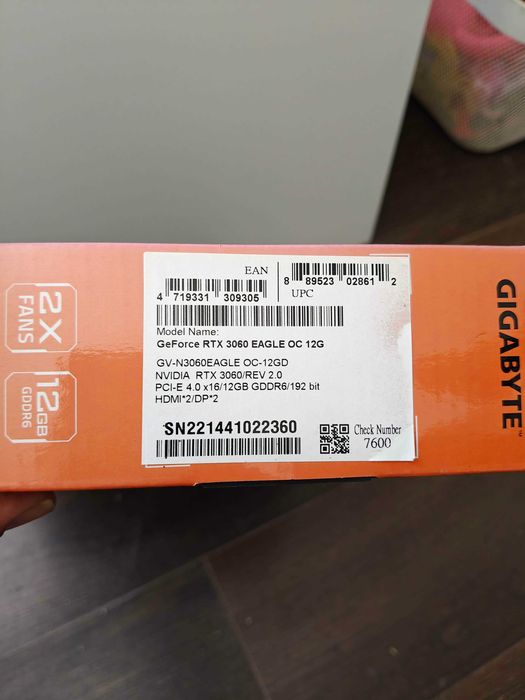 GIGABYTE GeForce RTX 3060 EAGLE OC 12G Rev 2.0