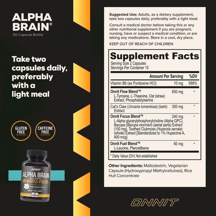 Suplimente memorie Nootropice ALPHA BRAIN ONNIT (30 capsule) 120 RON