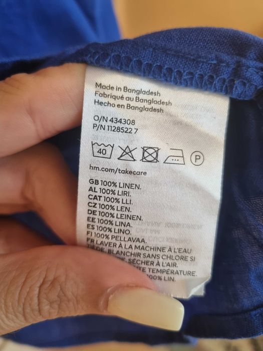 Дамски ризи скъсен (кропнат) модел H&M, 100 % лен