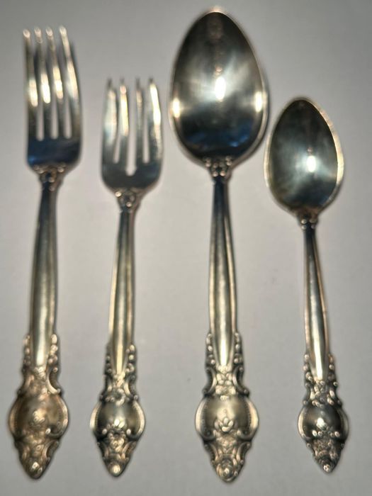 Посребрен, проба 925, комплект за прибори за 12 души