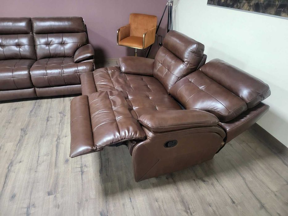 Кафяв кожен комплект дивани две двойки La-z-boy