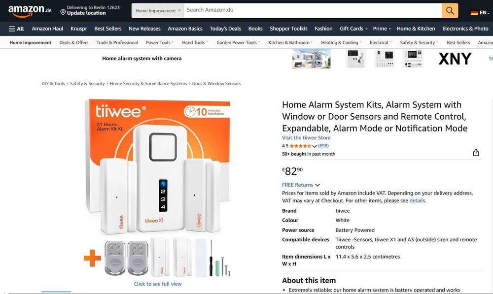 Kit sistem de alarmă cu senzori pentru ferestre sau uși și telecomandă