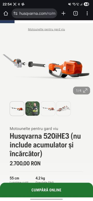 Husqvarna 520 iHE3 trimmer gard viu cu acumulator