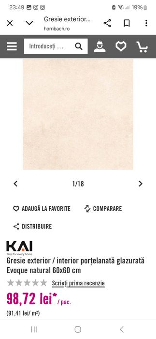 Vand 58 mp Gresie exterior / interior Evoque natural 60 x 60 cm