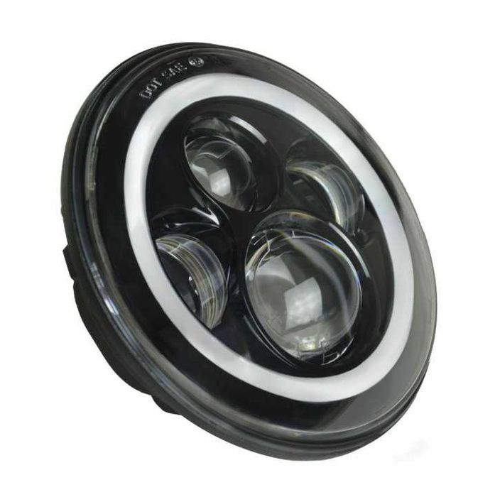 Комплект Кръгли LED фарове 7" 70W H4 букса, къси, дълги, дневни и мига