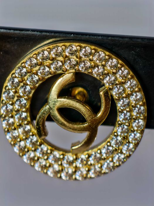 Cercei la modă aur galben 14K cu pietricele strălucitoare, 3,49 g – noi