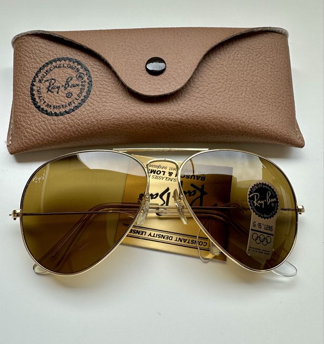 Ray Ban Bausch&Lomb USA Aviator G15 лещи сиви/зелени нови с кальф