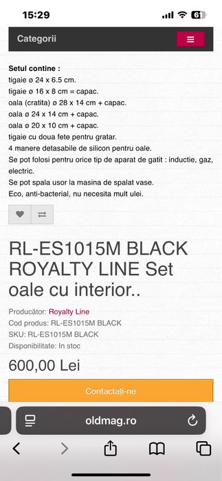 Set oale si tigai Royalty Line