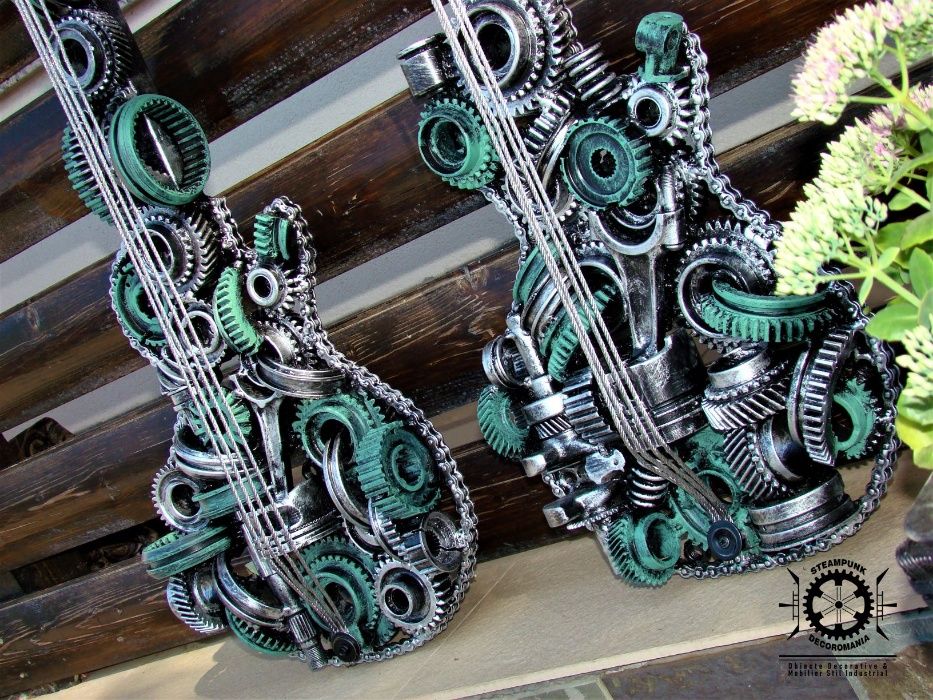Chitara decor stil industrial. sculptura fier piese reciclate.UNICA
