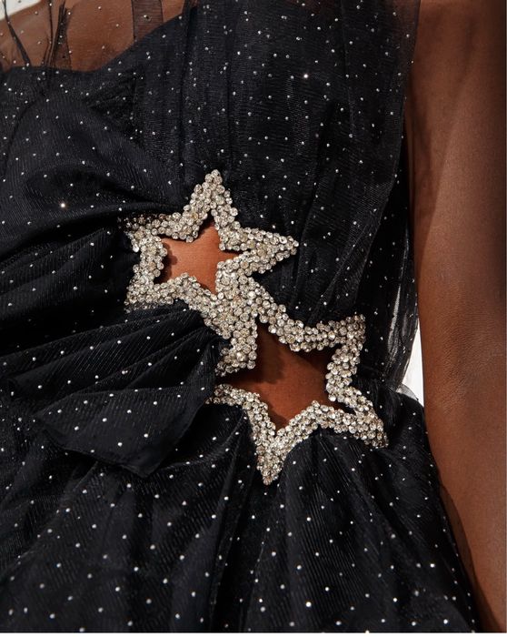 Рокля vaymoon черна камъни официална