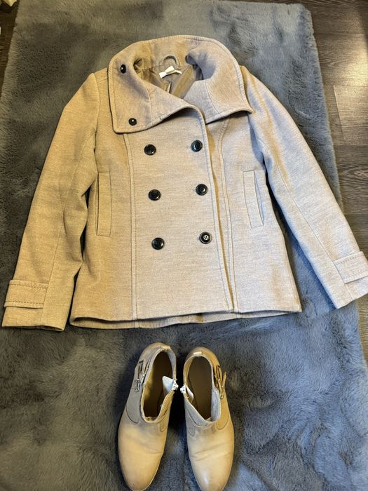 Set palton si ghete piele naturala