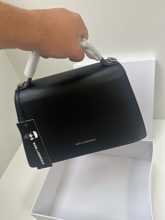 Geanta Karl Lagerfeld negru/alb/crem