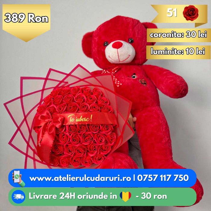 Buchete Trandafiri Sapun / Sclipici , Stitch | Livrare oriunde