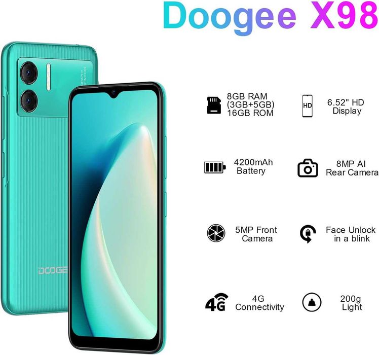 Dodgee X98 Gree6Gb.ROM/8GB,Android 12,4200mAh,4G 8MP+5MP Sigilat!