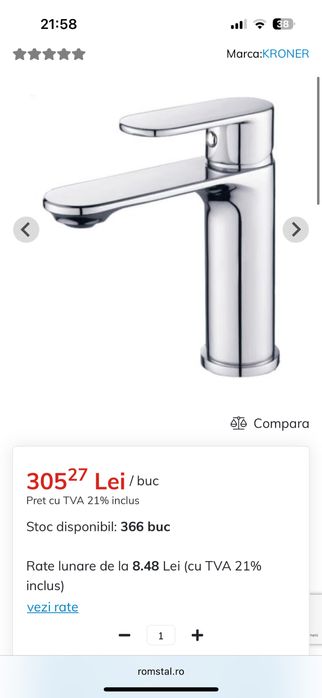 Baterie lavoar baie kroner