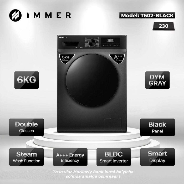 Стиральная машина ZIFFLER inverter 6-8 kg/Функция пара / Доставка