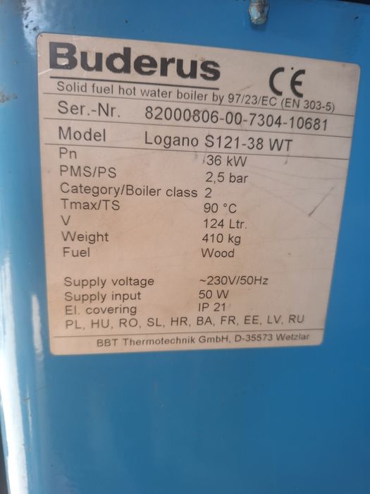Centrală pe lemne Buderus Logano S121-38 WT – 36 kW