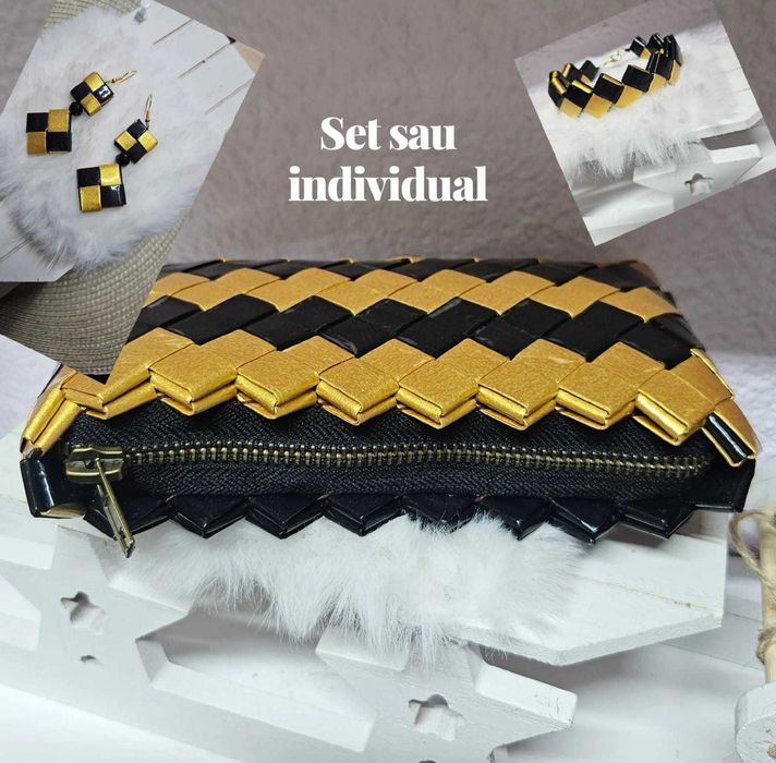 Handmade portofel+ cercei și brățară