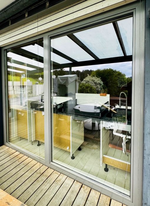 Usi ferestre culisante PSK terasa balcon lemn-aluminiu termopan Germania H 258 x L 325 Garantie