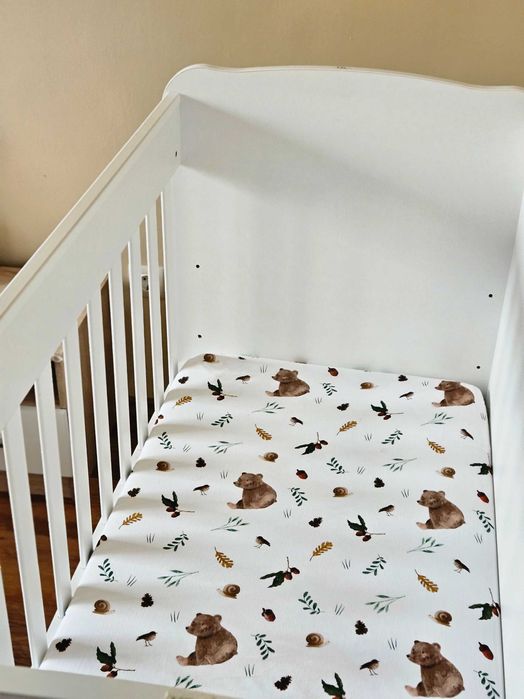 Дървено детско легло с МАТРАК 60х120, люлеещ се механизъм