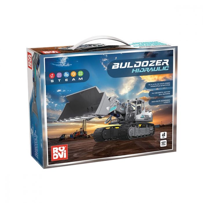 Set contructii STEAM Buldozer hidraulic 127 piese Jucarie Interactiva