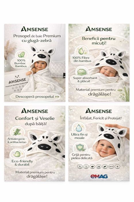 Prosopel moale pentru copii, model zebra