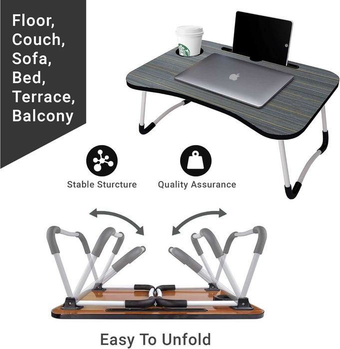 Masa laptop pentru pat si canapea pliabila negru 26x63x40 cm