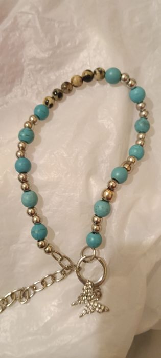 Гривна от естествен тюркоаз и яспис