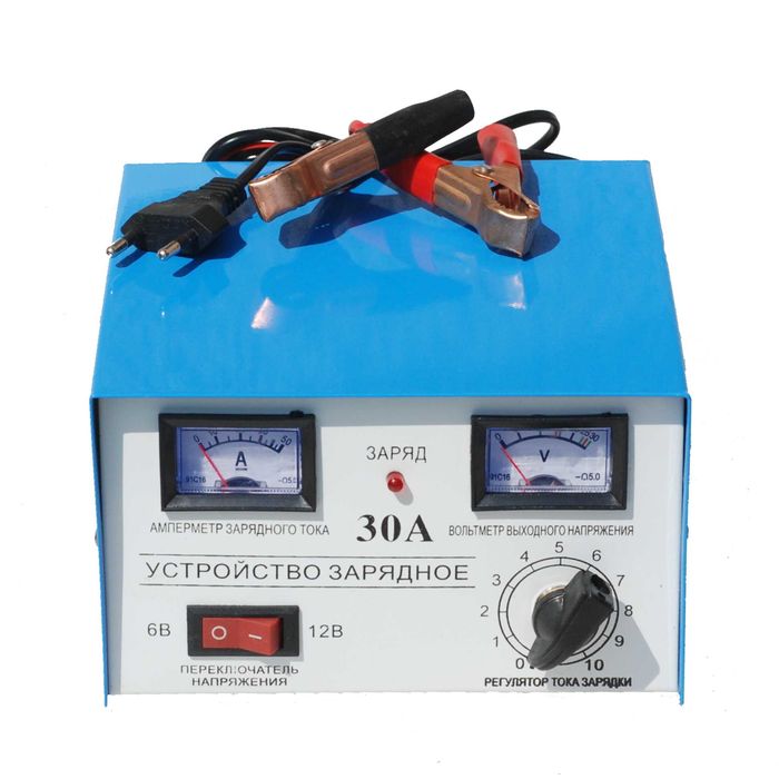 Трансформаторно Зарядно за Акумулатор 30A / 6V-12V с Амперметър и Волтметър С Код С 9796